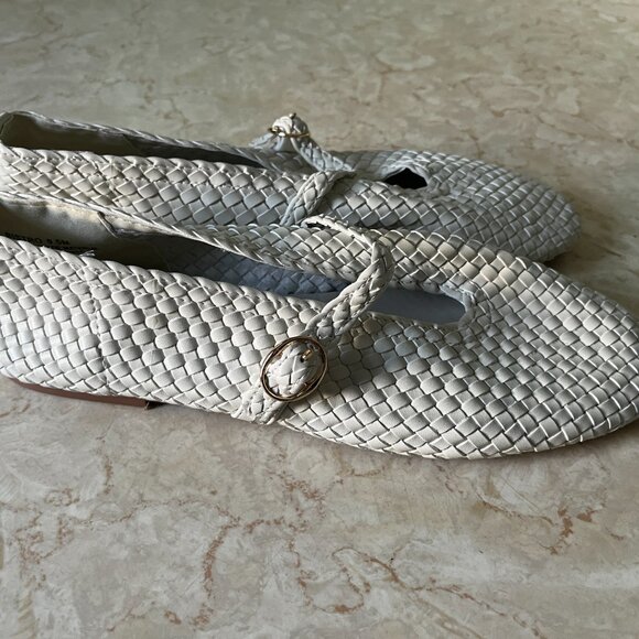 House of Harlow 1960 Sz 9.5 Bistro Woven White Ballet Flats - Picture 4 of 12